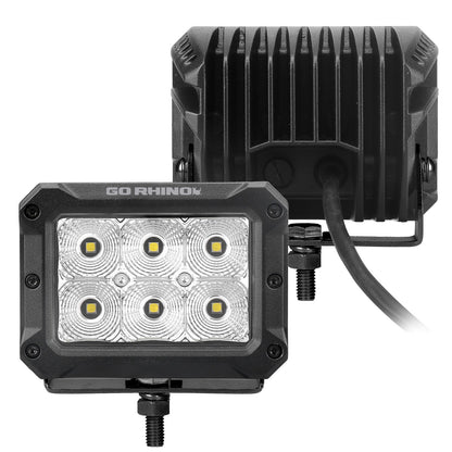 Go Rhino Bright Series Lights Pair of 4x3 Rectangle LED Flood Light Kit Black Go Rhino