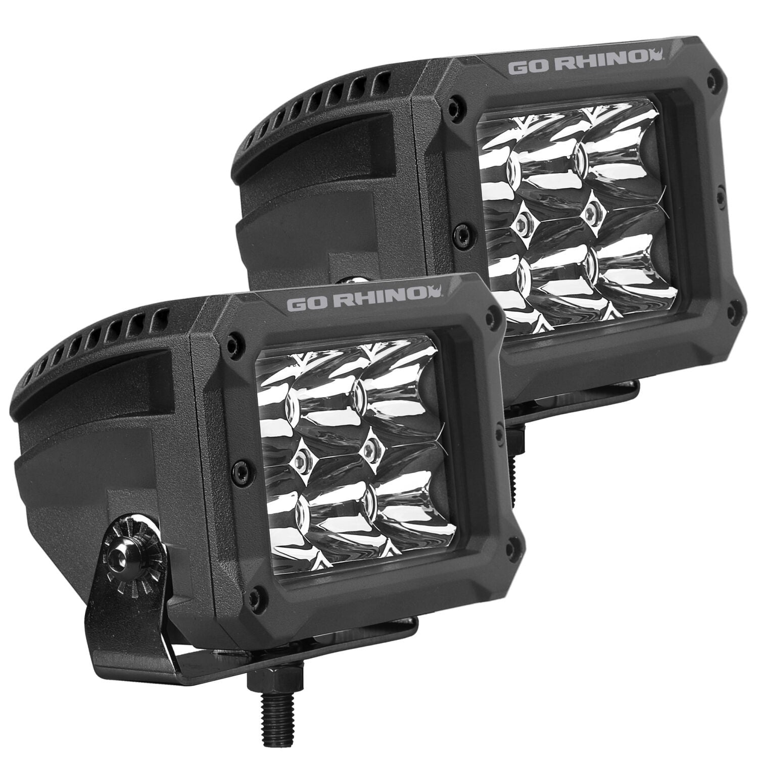 Go Rhino Bright Series Lights Pair of 4x3 Rectangle LED Spot Light Kit Black Go Rhino