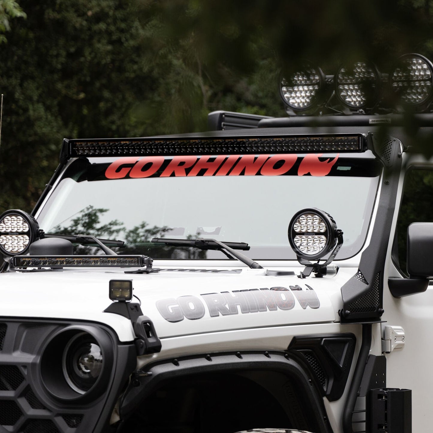 Go Rhino Blackout Combo Series Lights 50 Inch Double Row LED Light Bar With Amber Lighting Black Go Rhino