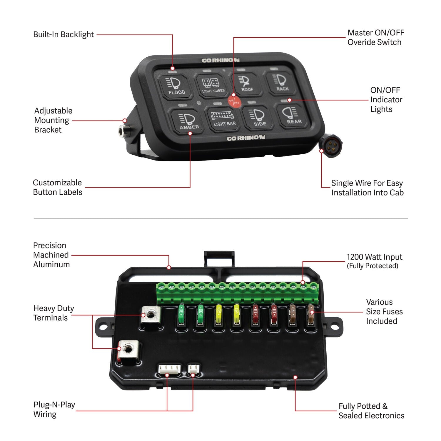 RGB 8 Channel Light Switch Controller without RF Control Go Rhino