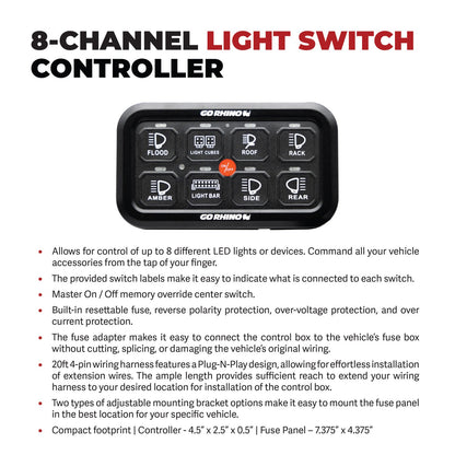 RGB 8 Channel Light Switch Controller without RF Control Go Rhino