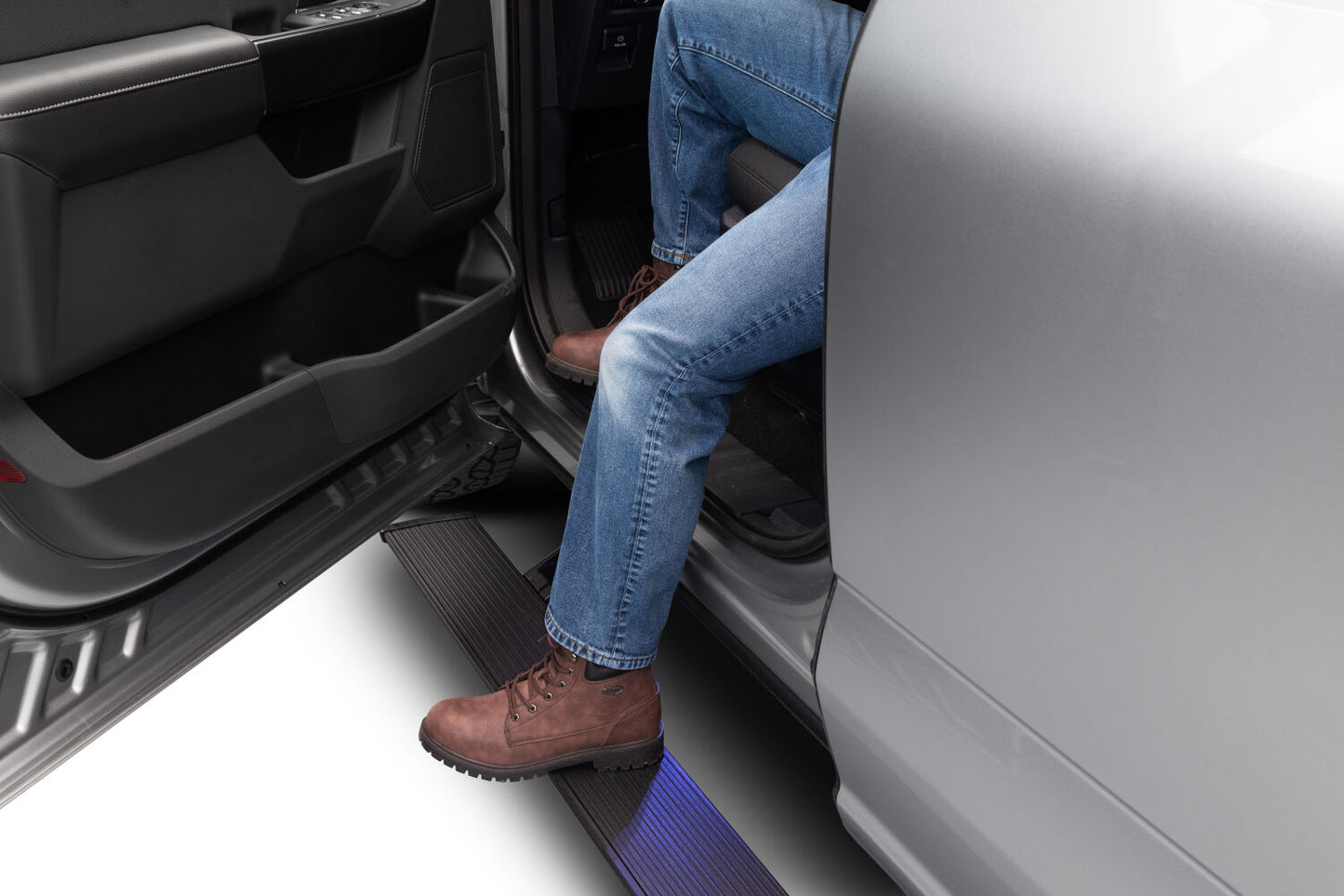 PowerStep Running Boards Plug N Play System For 2015-2020 Ford F-150 Reg cab w/ Electronic E-Brake Only SuperCab SuperCrew AMP Research