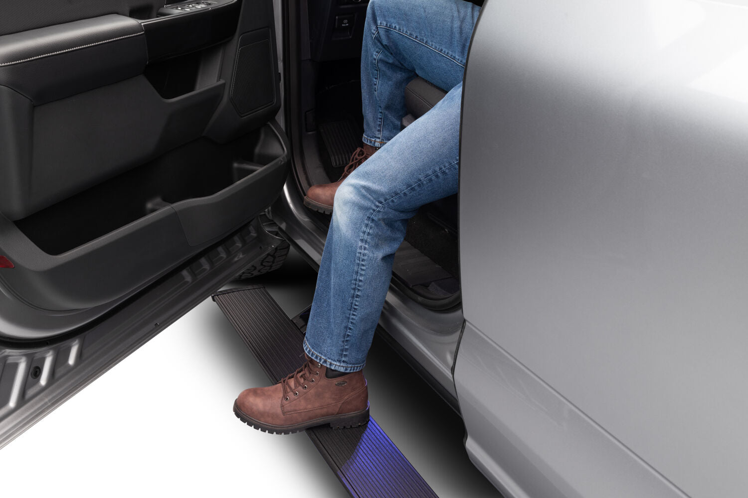 PowerStep Running Boards Plug N Play System For 2015-2020 Ford F-150 Reg cab w/ Electronic E-Brake Only SuperCab SuperCrew AMP Research