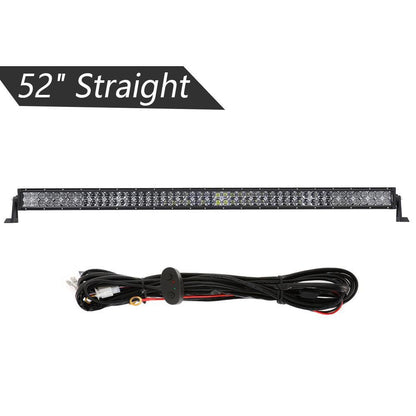 52" Straight LED Light Bar & 4" LED PODS & 2 IN 1 Design Windshield Mounting Brackets For Jeep Wrangler JK 2007~2017