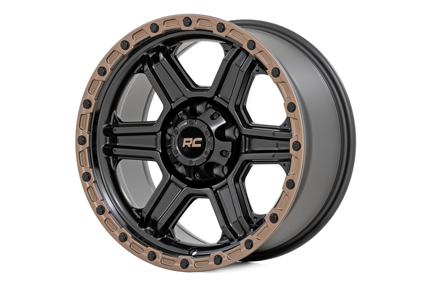 Rough Country 79 Series Wheel | One-Piece | Semi Gloss Black w/Bronze Ring | 17x8.5 | 5x5 | 0mm