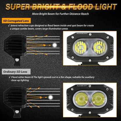 4 Inch 30W Corrugated Lens Flood Beam LED Pods Lights with Dual A-Pillar Mounting Bracket For Ford Bronco 2/4 Door 2021 2022