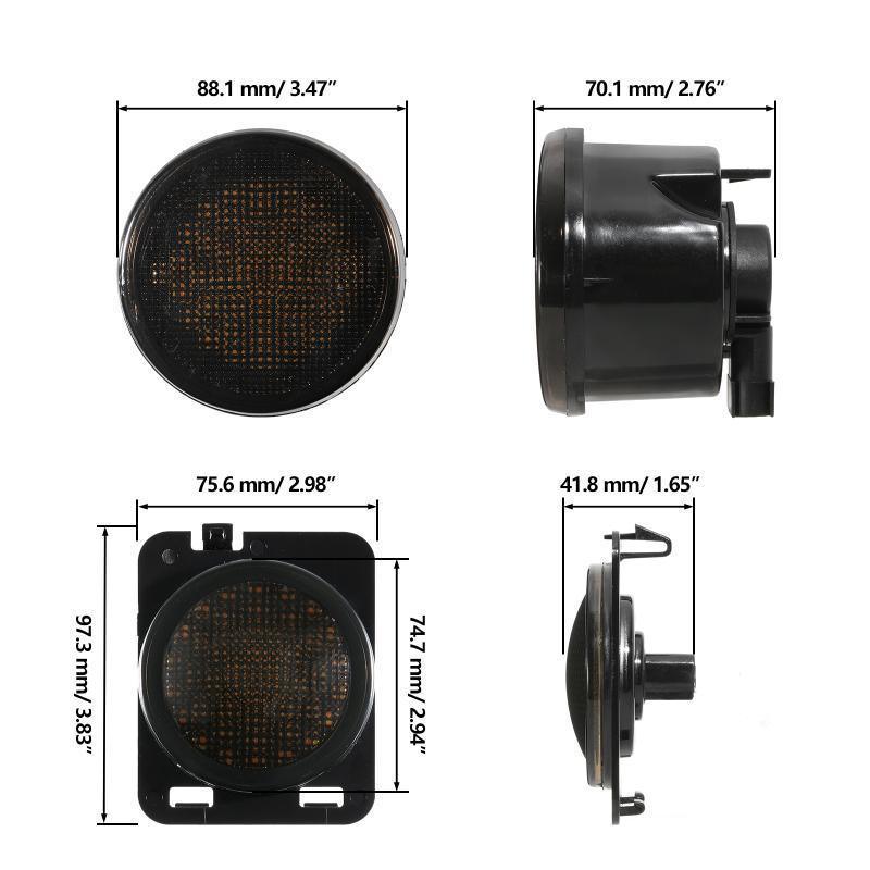 7'' LED Headlight Replacement with Halo Ring + 4'' LED Fog Light + LED Smoke Tail Light + Front Turn Signal & Fender Flares Side Marker Light for Jeep Wrangler JK