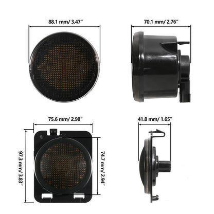 7'' LED Headlight Replacement with Halo Ring + 4'' LED Fog Light + LED Smoke Tail Light + Front Turn Signal & Fender Flares Side Marker Light for Jeep Wrangler JK