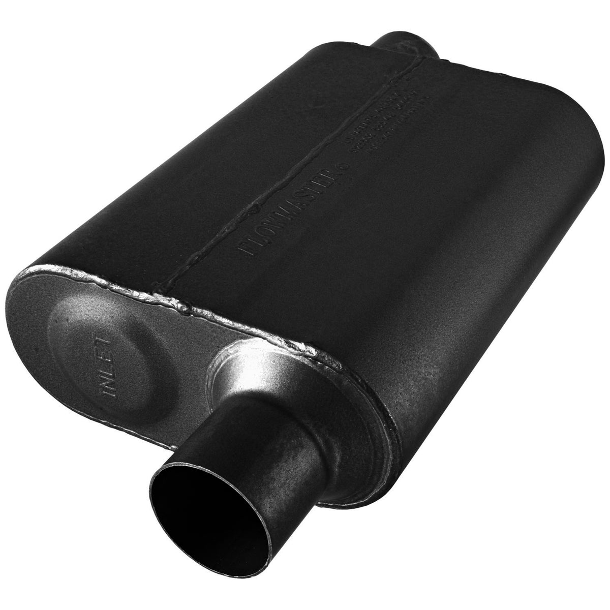 40 Series Chambered Muffler 40 Series Stainless Steel 2.50 Offset In 2.50 Offset Out Aggressive Sound Flowmaster
