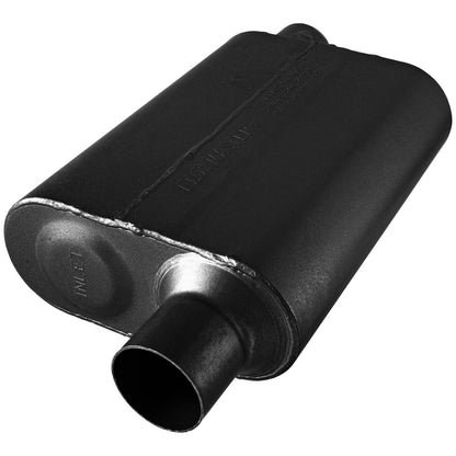 40 Series Chambered Muffler 40 Series Stainless Steel 2.50 Offset In 2.50 Offset Out Aggressive Sound Flowmaster