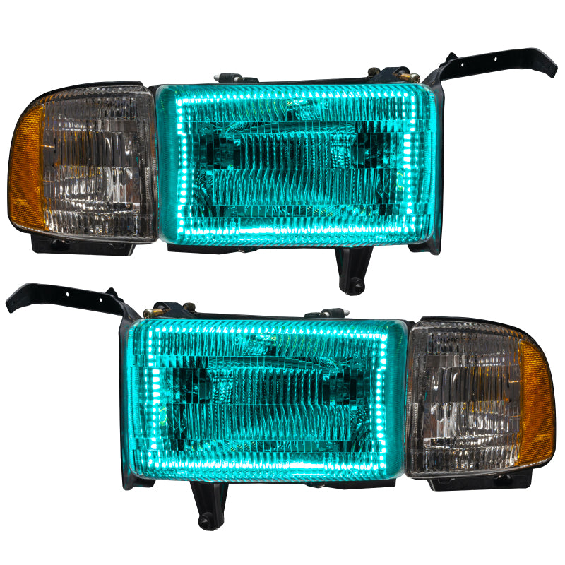 Oracle 94-02 Dodge Ram Pre-Assembled Halo Headlights - ColorSHIFT w/ 2.0 Controller