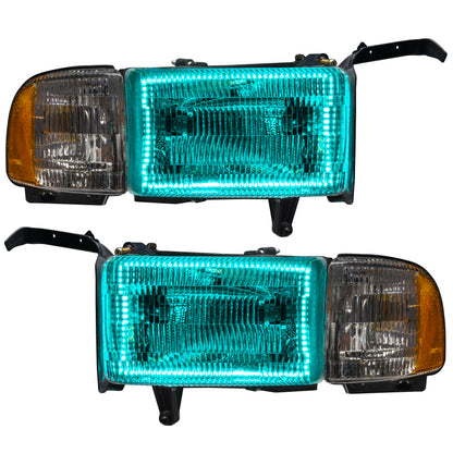 Oracle 94-02 Dodge Ram Pre-Assembled Halo Headlights - ColorSHIFT w/ 2.0 Controller