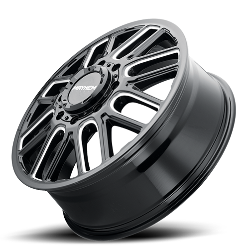Mayhem Dually Wheels Cogent Dually 8107D 20x8.25 Front Dually Milled Spokes Gloss Black Cast Aluminum