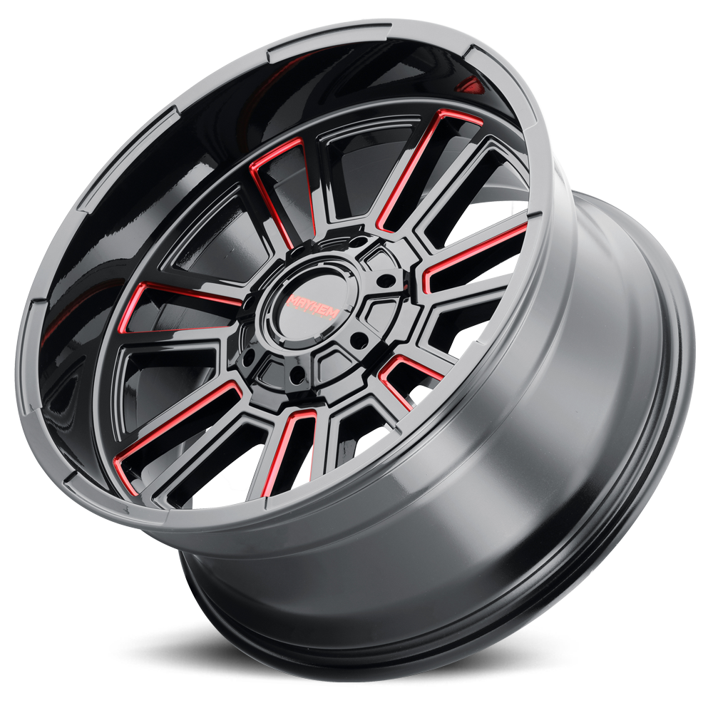 Mayhem Offroad Wheels Apollo 8115 RD 20x9 Prism Red Milled Gloss Black Cast Aluminum