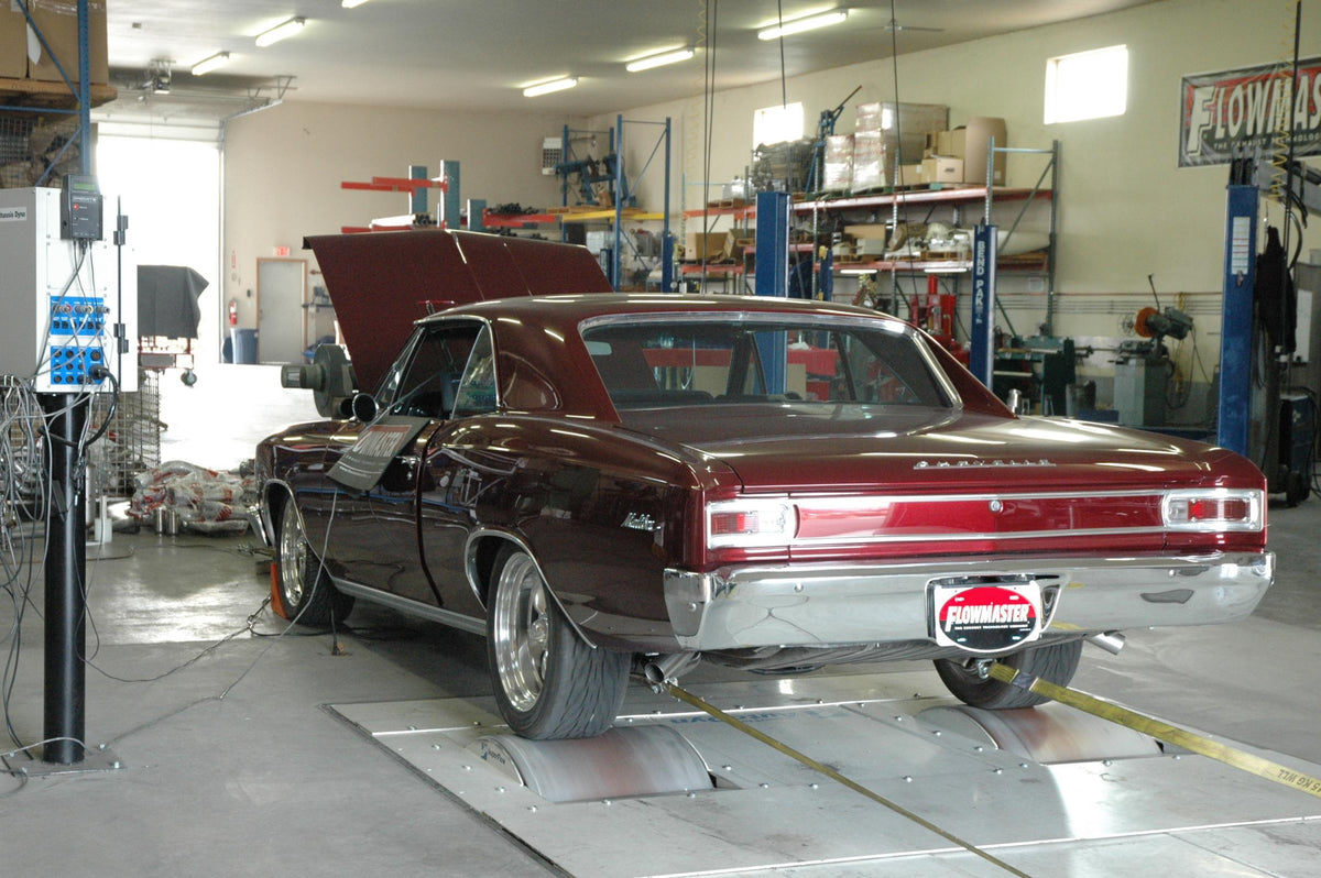 American Thunder Crossmember-Back Exhaust System Fits 1964-1967 GM A-Body With V8 Engine, 2.5 Inch Stainless Steel Pipes Aggressive To Moderate Sound Flowmaster