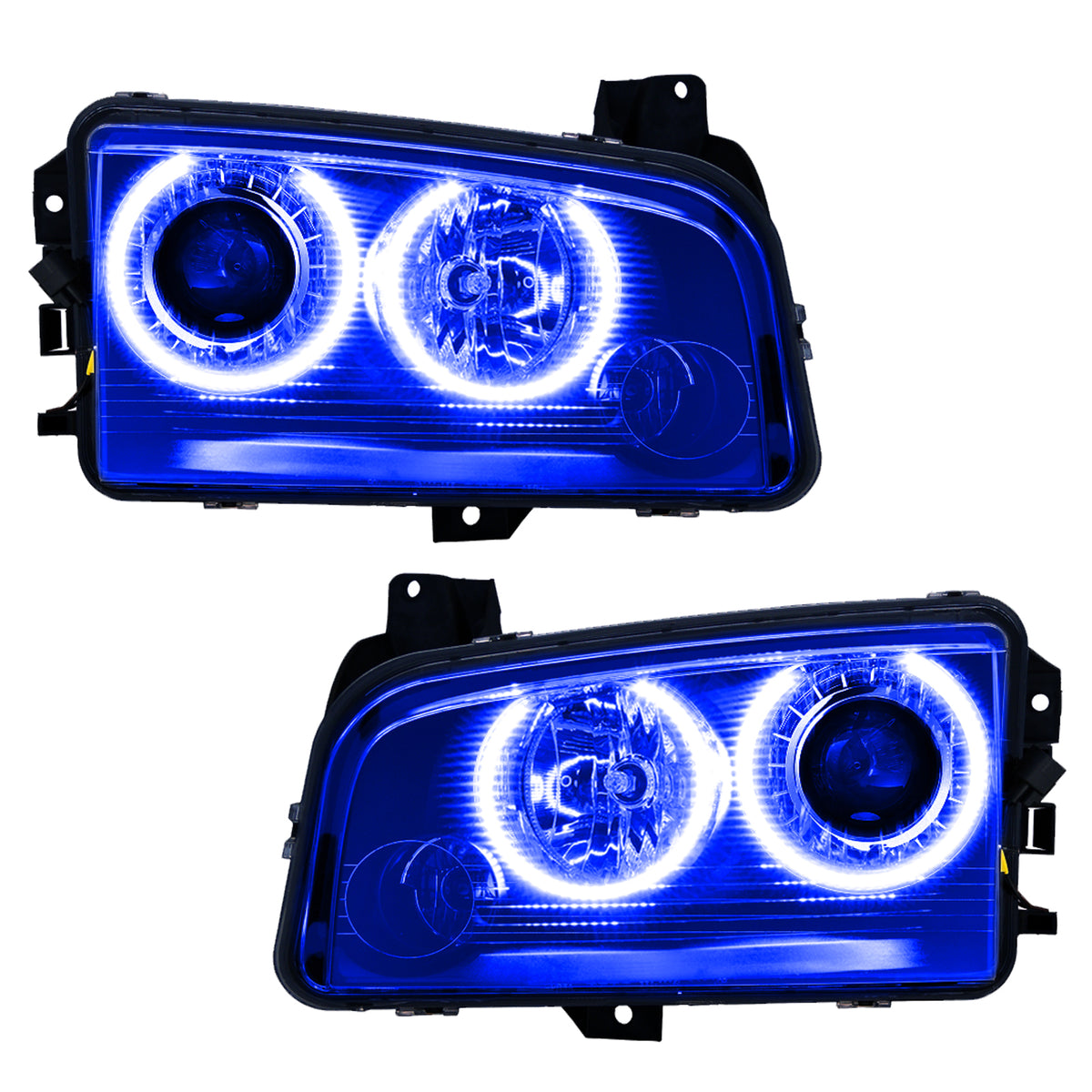 2008-2010 Dodge Charger Pre-Assembled LED Halo Headlights - (HID) - Blue
