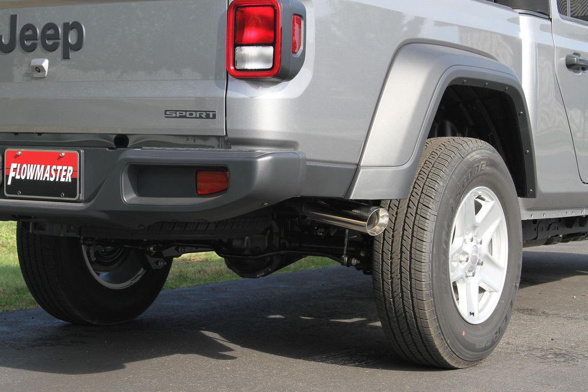 American Thunder Cat-Back Exhaust System Fits 2020-2025 Jeep Gladiator Trucks With 3.6L Engine, 409 Stainless Steel, Dual Exit With Polished Tips Aggressive Sound Flowmaster