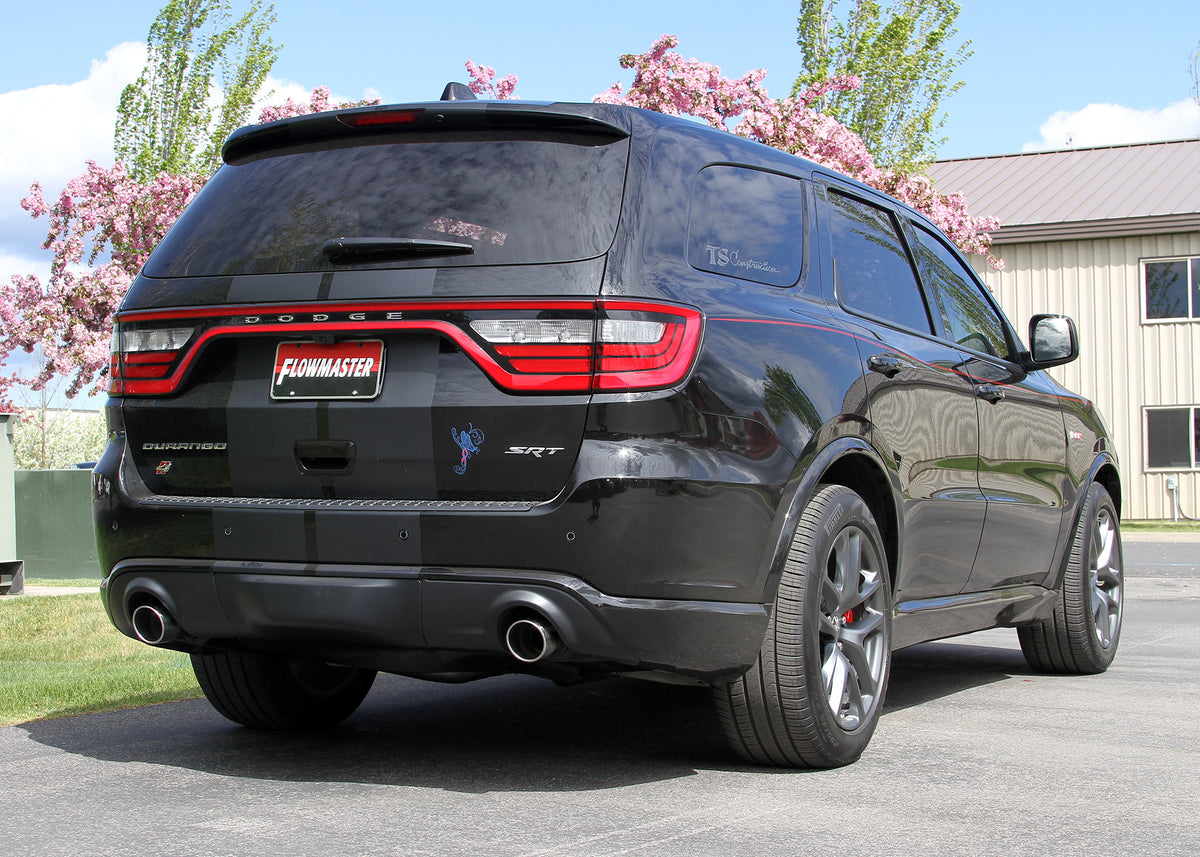 American Thunder Cat-Back Exhaust System Fits 2018-2024 Dodge Durango 6.4-Liter, American Thunder Cat-Back 3.0-Inch Stainless Steel Exhaust System, 4.00-Inch Polished Tips, Dual Out Rear Exit Flowmaster