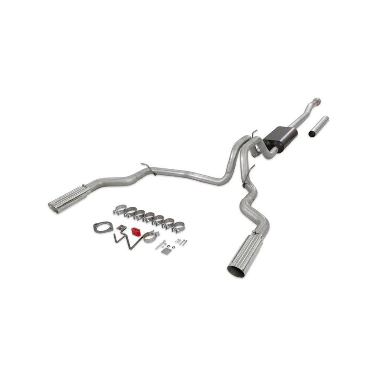 Force Ii Cat-Back Exhaust System Fits 2021-2025 Ford F-150 2.7, 3.5, 5.0-Liter, Force Ii Cat-Back, Dual Out Rear Exit, 4.00-Inch Polished Tips, Stainless Steel Exhaust System Flowmaster