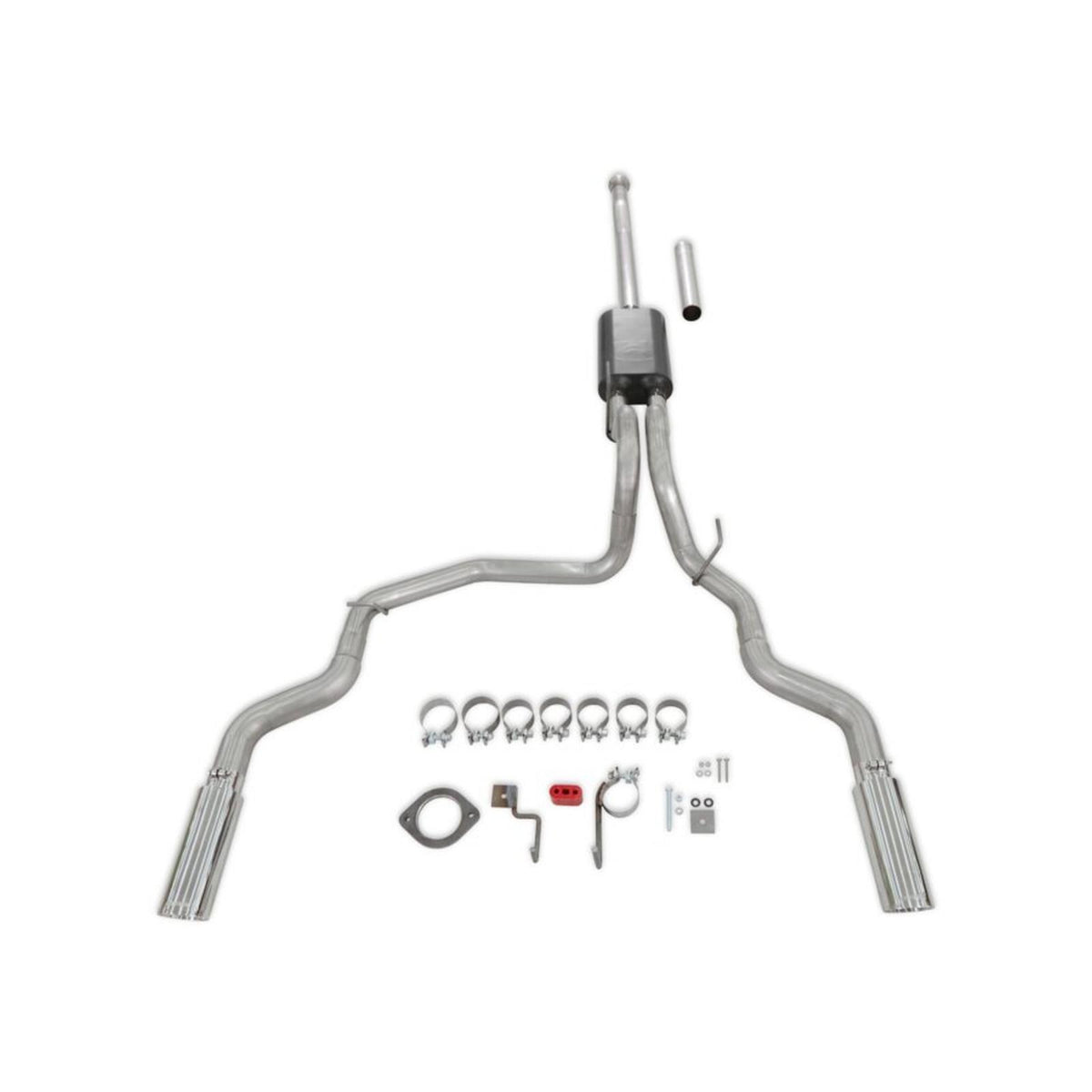 Force Ii Cat-Back Exhaust System Fits 2021-2025 Ford F-150 2.7, 3.5, 5.0-Liter, Force Ii Cat-Back, Dual Out Rear Exit, 4.00-Inch Polished Tips, Stainless Steel Exhaust System Flowmaster