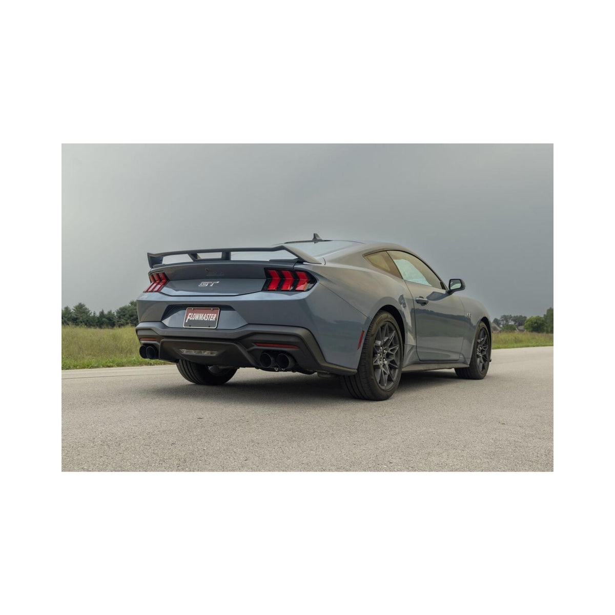 Outlaw Axle-Back Exhaust System Fits 2024-2026 Ford Mustang Gt 5.0-Liter And Ecoboost 2.3-Liter, Outlaw Axle-Back 3.0-Inch Stainless Steel Exhaust System, 4.0-Inch Black Quad Tips With Valves Flowmaster