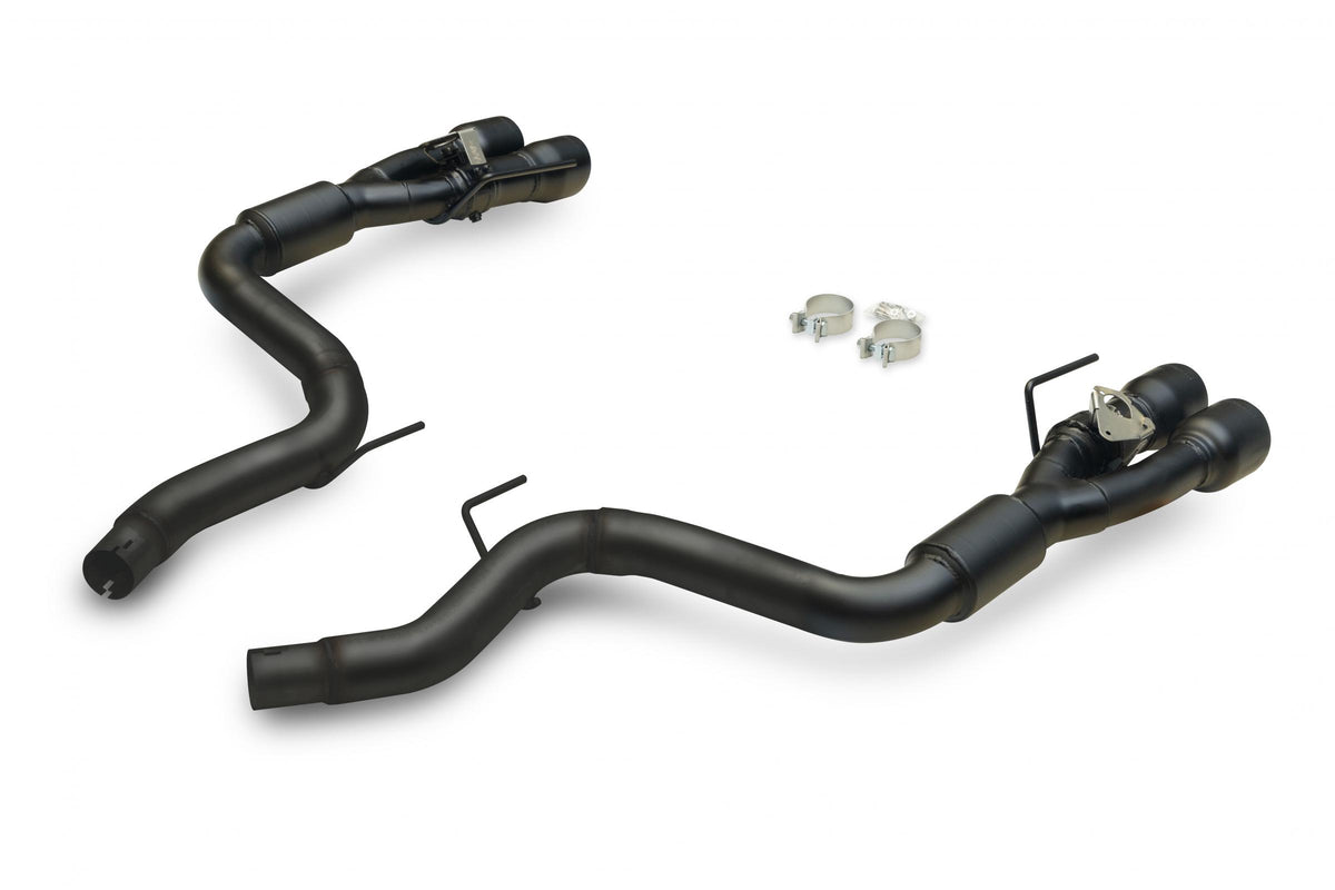 Outlaw Axle-Back Exhaust System Fits 2024-2026 Ford Mustang Gt 5.0-Liter And Ecoboost 2.3-Liter, Outlaw Axle-Back 3.0-Inch Stainless Steel Exhaust System, 4.0-Inch Black Quad Tips With Valves Flowmaster