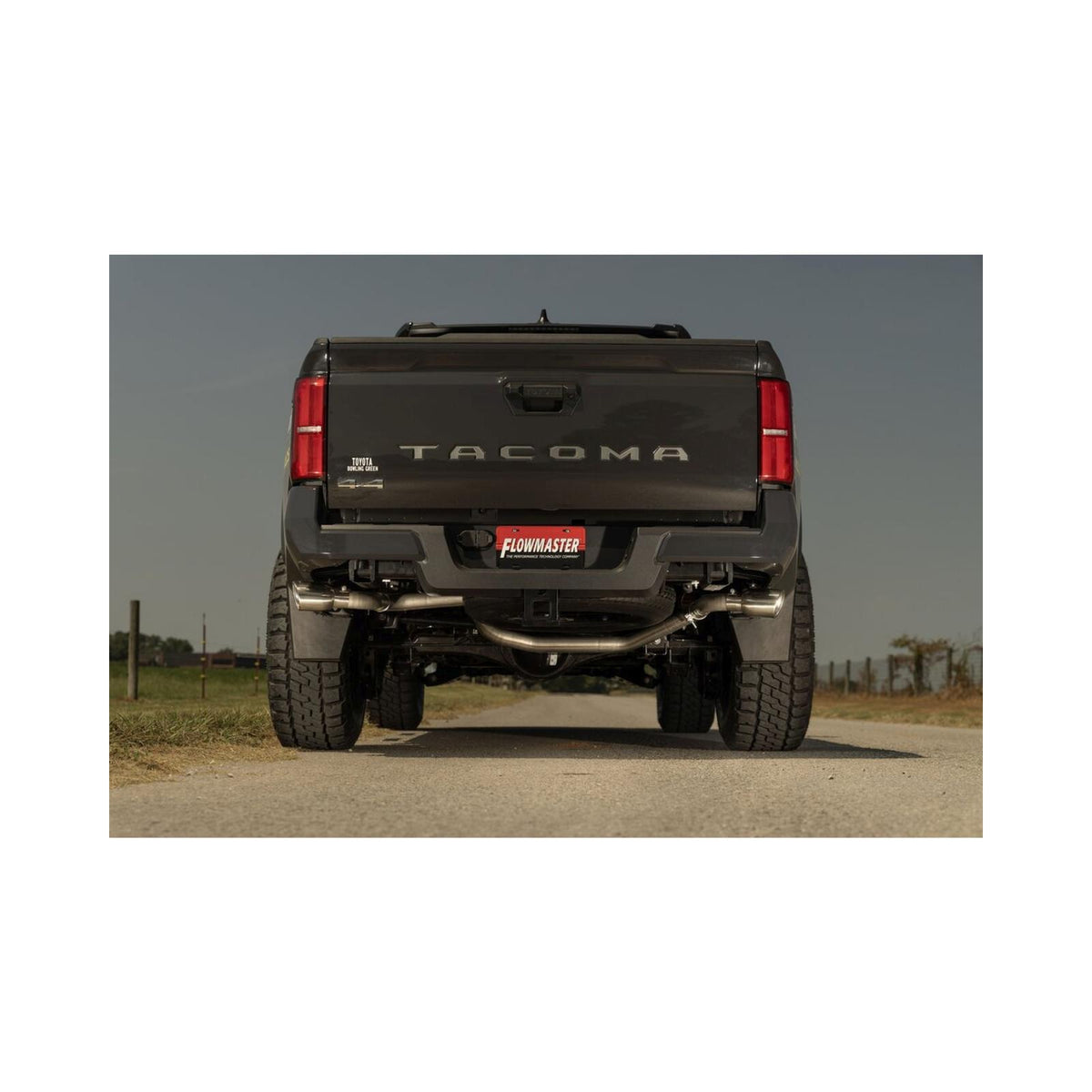 American Thunder Cat-Back Exhaust System Fits 2024-2025 Toyota Tacoma 2.4-Liter, All Wheelbases, American Thunder Dual Out Rear Or Side Exit, Cat-Back Exhaust System, Stainless Steel – Aggressive To Moderate Sound Flowmaster
