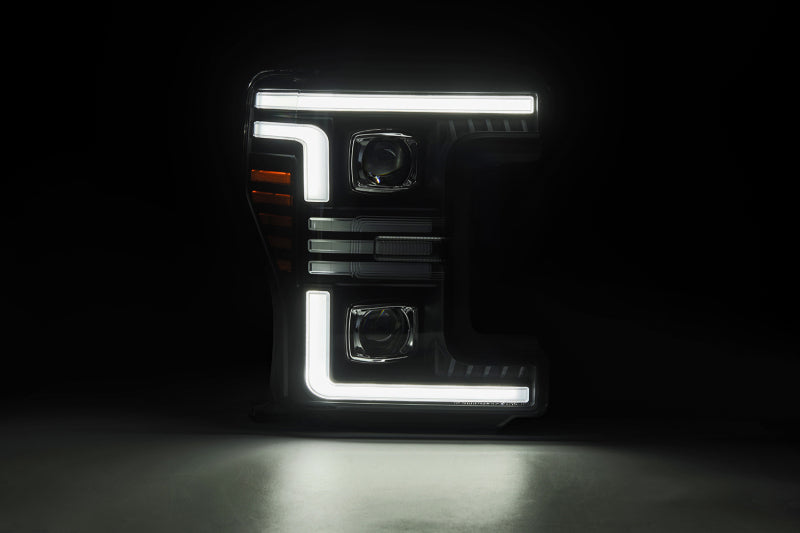 AlphaRex 17-19 Ford F-250/350/450/550  Super Duty PRO-Series Proj Headlights Black w/SeqSig & DRL