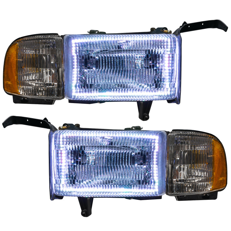 Oracle 94-02 Dodge Ram Pre-Assembled Halo Headlights - ColorSHIFT w/ Simple Controller