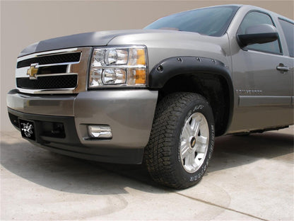 Black Ruff Riderz Smooth Finish 4-Piece Fender Flare 5 Inch for 2007-2013 Chevrolet Silverado 1500 2007-2014 Chevrolet Silverado 2500 HD/3500 HD Stampede