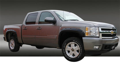 Black Ruff Riderz Smooth Finish 4-Piece Fender Flare 5 Inch for 2007-2013 Chevrolet Silverado 1500 2007-2014 Chevrolet Silverado 2500 HD/3500 HD Stampede