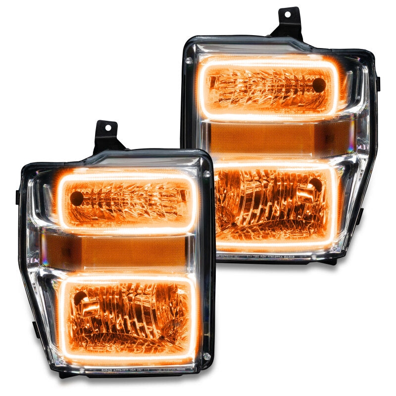 Oracle 08-10 Ford F250/350 Pre-Assembled Halo Headlights - Chrome Housing - ColorSHIFT
