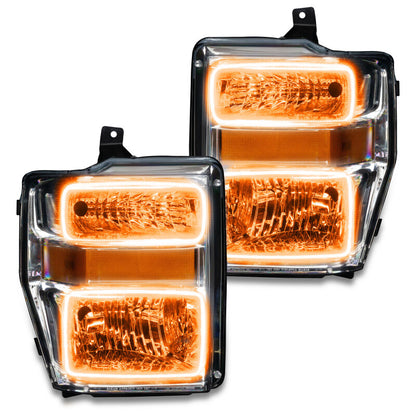 Oracle 08-10 Ford F250/350 Pre-Assembled Halo Headlights - Chrome Housing - ColorSHIFT