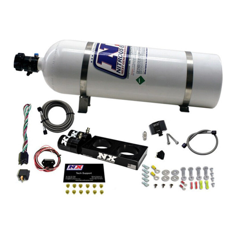 Nitrous Express 05-10 Ford Mustang 4.6L 3 Valve Nitrous Plate Kit (50-150HP) w/15lb Bottle