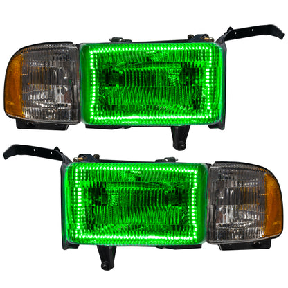Oracle 94-02 Dodge Ram Pre-Assembled Halo Headlights - ColorSHIFT w/ Simple Controller