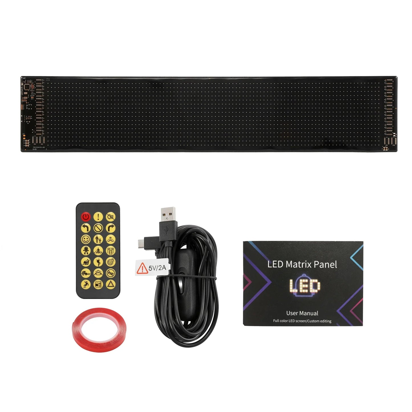 🆕Single Pack Devil's Eye Atmosphere Light Flexible Programmable USB APP Control Car LED Screen 23.42x4.72in for Windshield Decoration