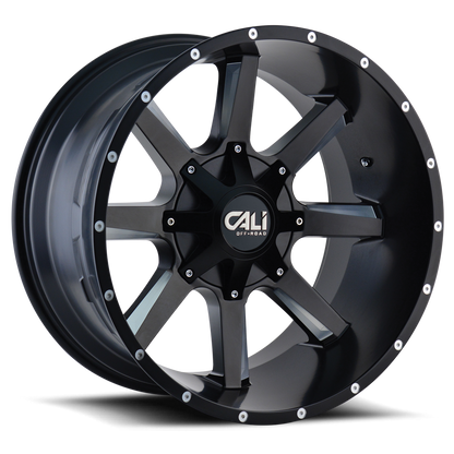 Cast Aluminum Wheels Busted 9100 SB 20x9 Milled Spokes Satin Black Cali Offroad Wheels