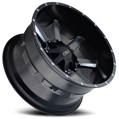 Cast Aluminum Wheels Busted 9100 SB 20x9 Milled Spokes Satin Black Cali Offroad Wheels