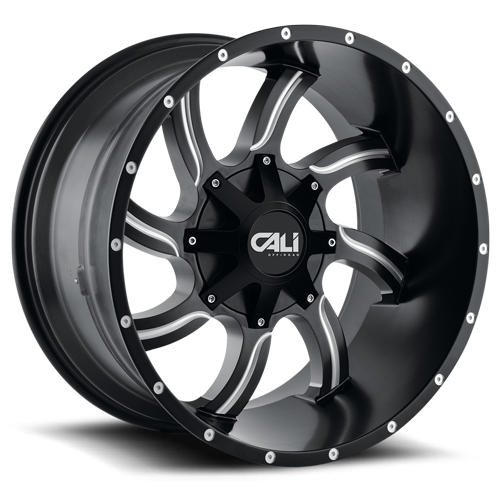 Cast Aluminum Wheels Twisted 9102 SB 22x12 Milled Spokes Satin Black Cali Offroad Wheels