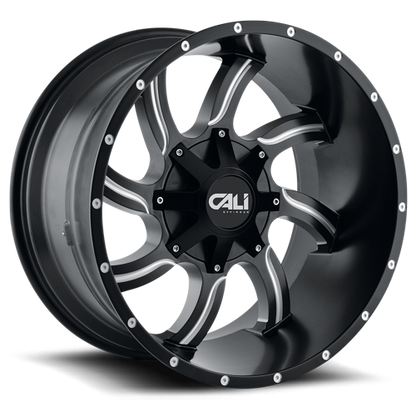 Cast Aluminum Wheels Twisted 9102 SB 22x12 Milled Spokes Satin Black Cali Offroad Wheels