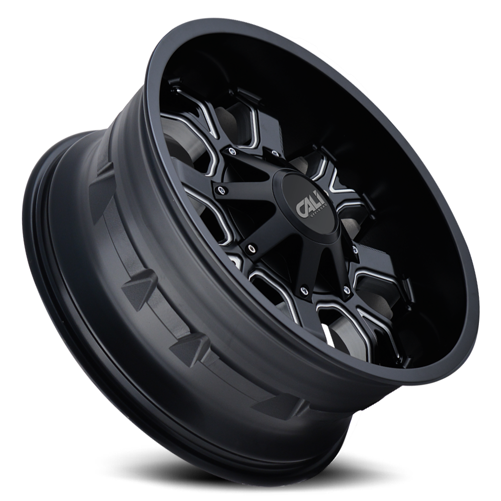 Cast Aluminum Wheels Dirty 9104 SB 20x10 Milled Spokes Satin Black Cali Offroad Wheels