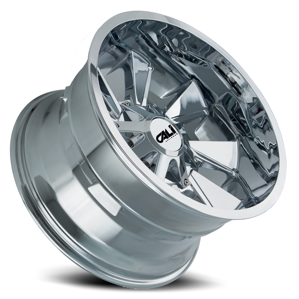 Cast Aluminum Wheels Distorted 9106 CH 22x12 Chrome Cali Offroad Wheels