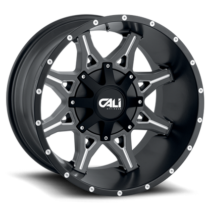 Cast Aluminum Wheels Obnoxious 9107 SB 24x12 Milled Spokes Satin Black Cali Offroad Wheels