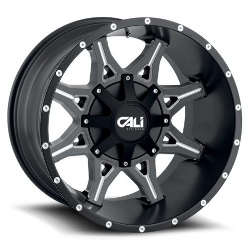 Cast Aluminum Wheels Obnoxious 9107 SB 20x9 Milled Spokes Satin Black Cali Offroad Wheels