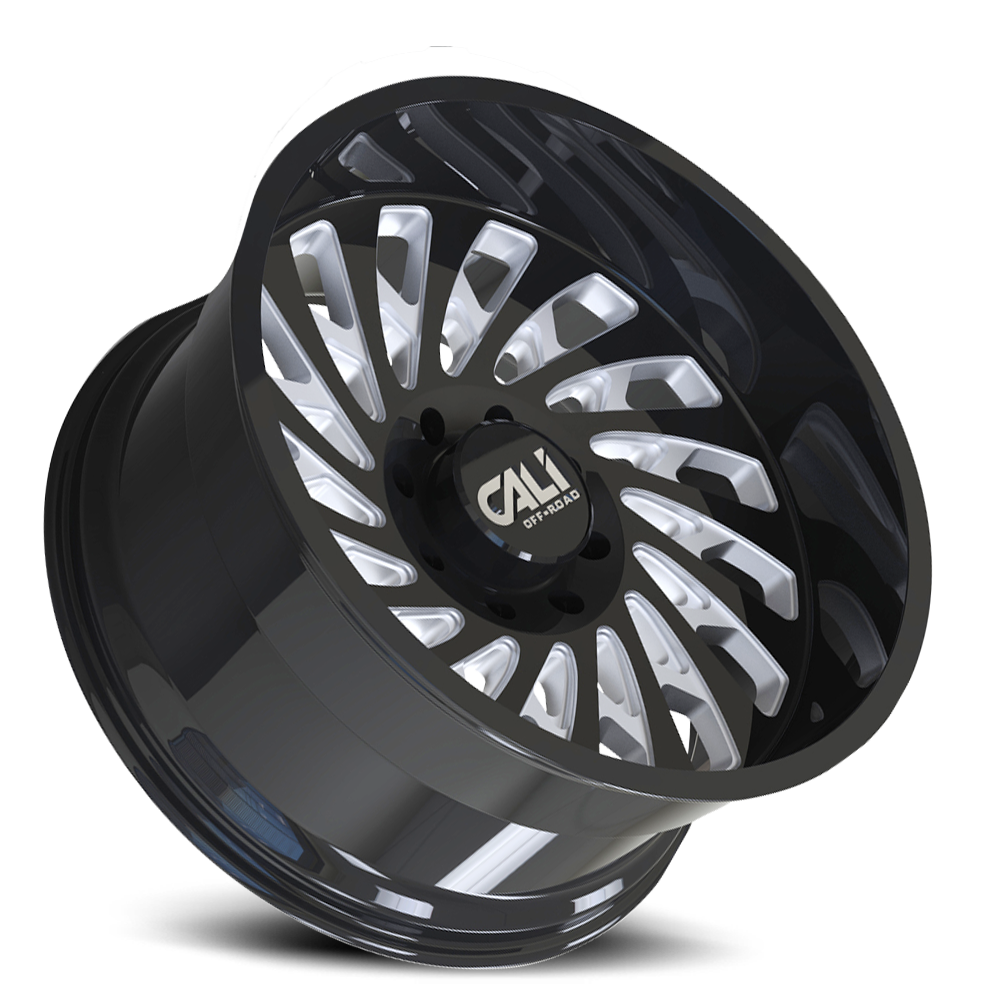 Cast Aluminum Wheels Switchback 9108 GB 24x12 Milled Spokes Gloss Black Cali Offroad Wheels