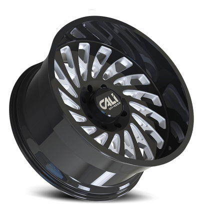 Cast Aluminum Wheels Switchback 9108 GB 24x12 Milled Spokes Gloss Black Cali Offroad Wheels