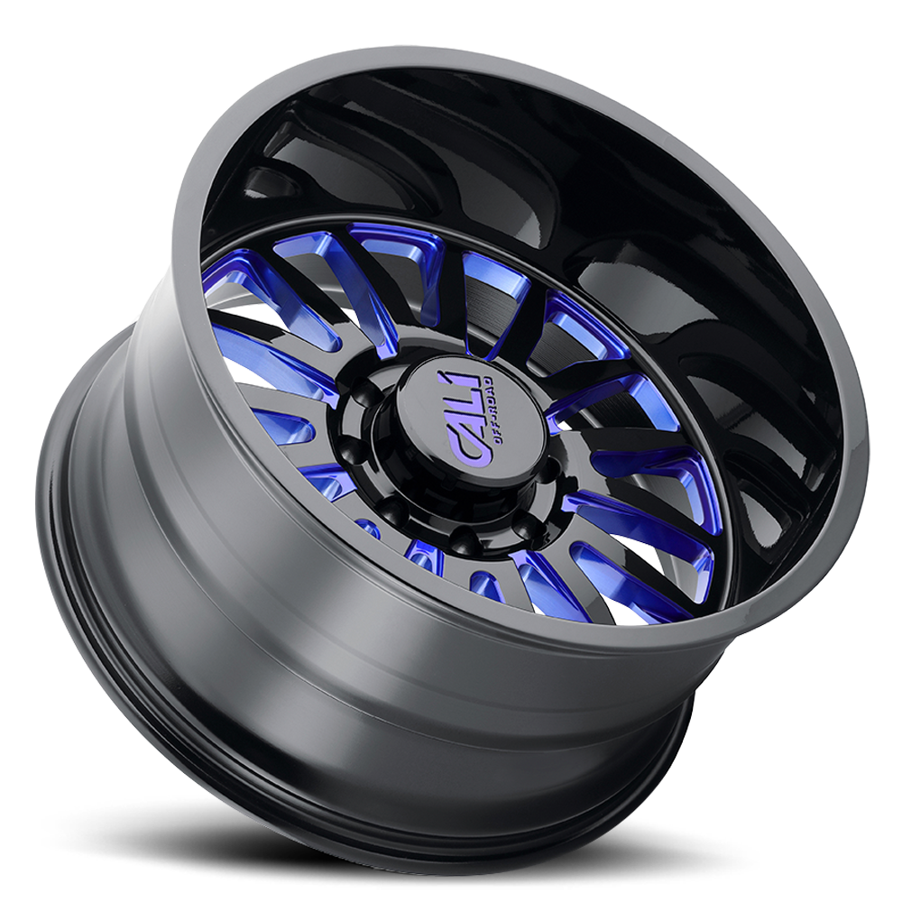 Cast Aluminum Wheels Summit 9110 GB-BL 20x12 Blue Milled Spokes Gloss Black Cali Offroad Wheels