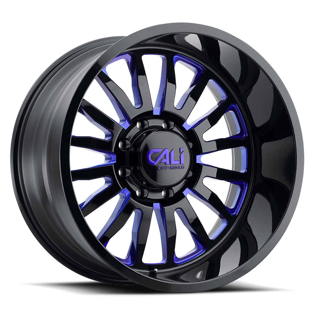 Cast Aluminum Wheels Summit 9110 GB-BL 20x9 Blue Milled Spokes Gloss Black Cali Offroad Wheels