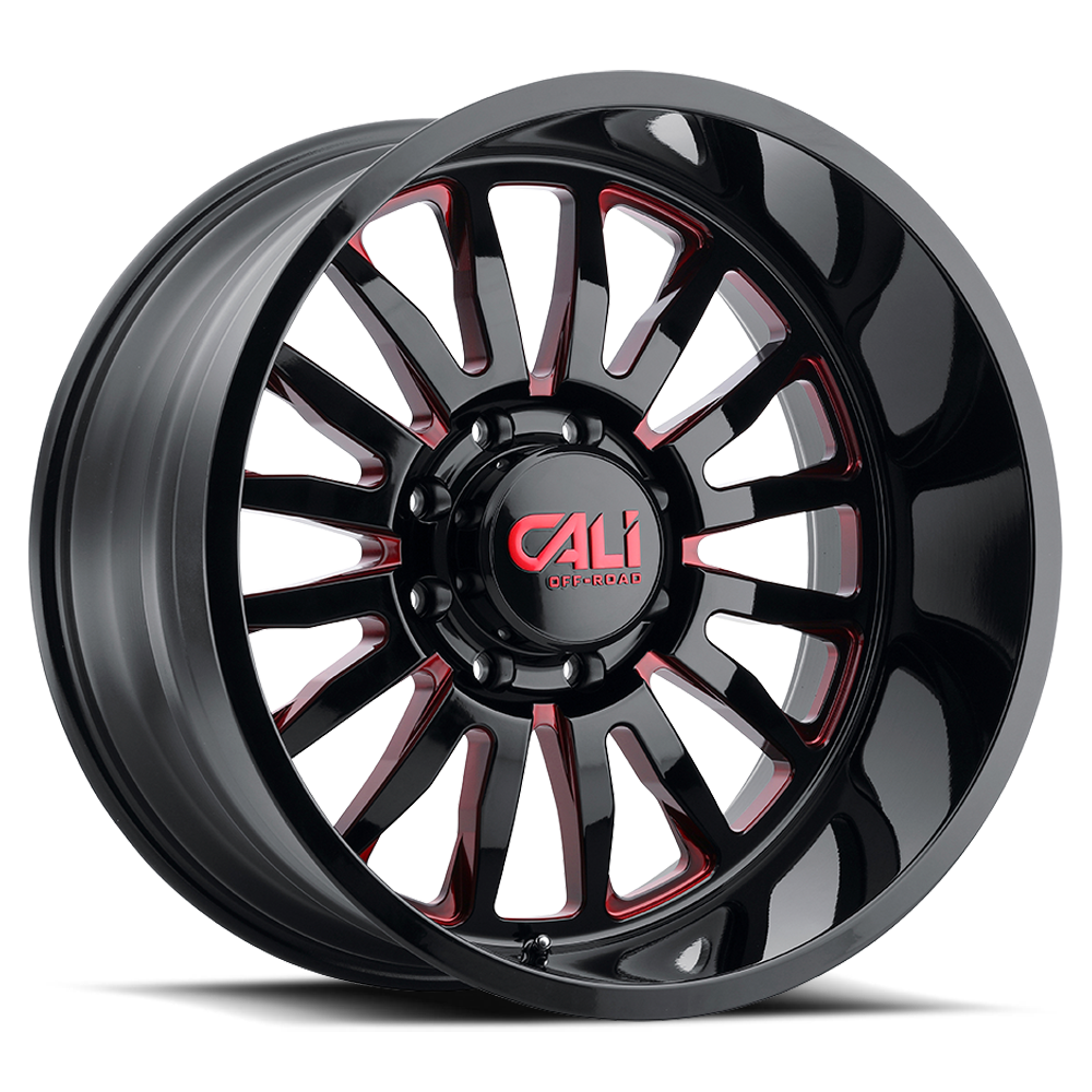 Cast Aluminum Wheels Summit 9110 GB-RD 20x9 Red Milled Spokes Gloss Black Cali Offroad Wheels