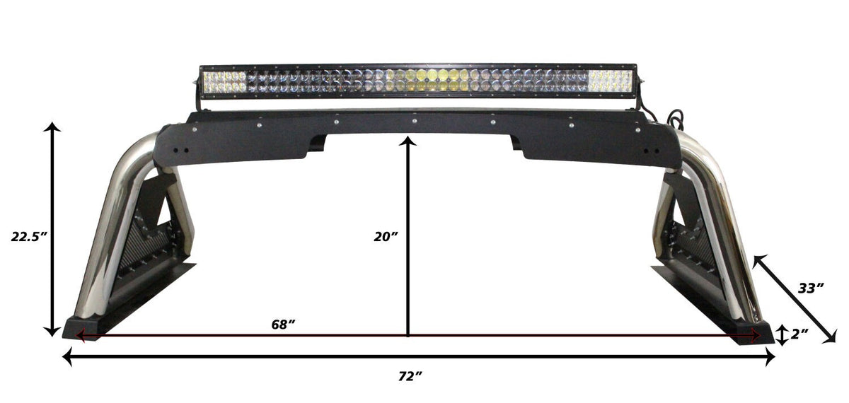 Sport Bar 2.0 for Full Sized Trucks Polished Stainless Steel 2007-2021 Toyota Tundra 2009-2024 Dodge Ram 1500/2500/3500 Go Rhino